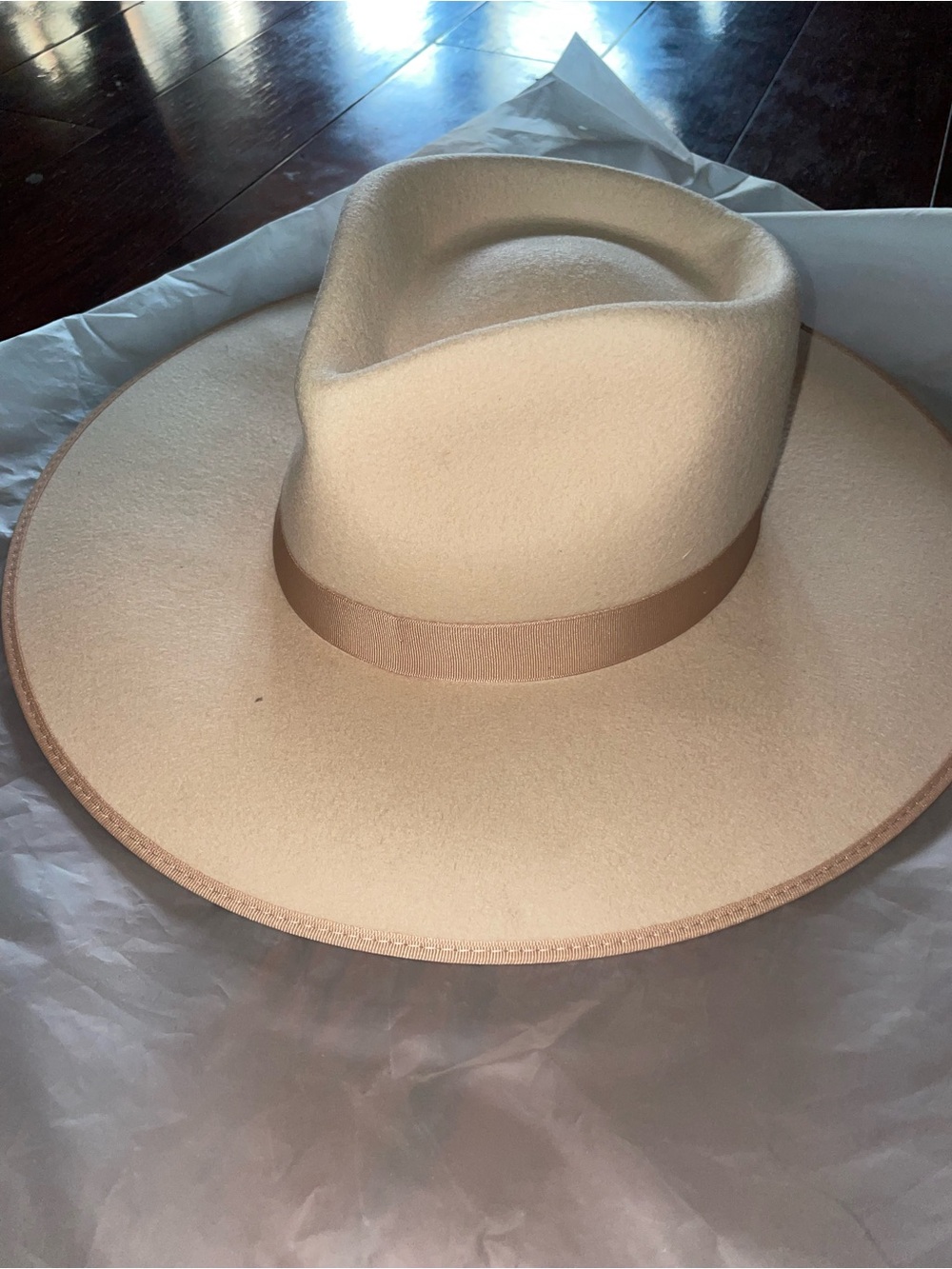Lack of color Womens Wide Brim Felt Fedora Hat - Cream size large